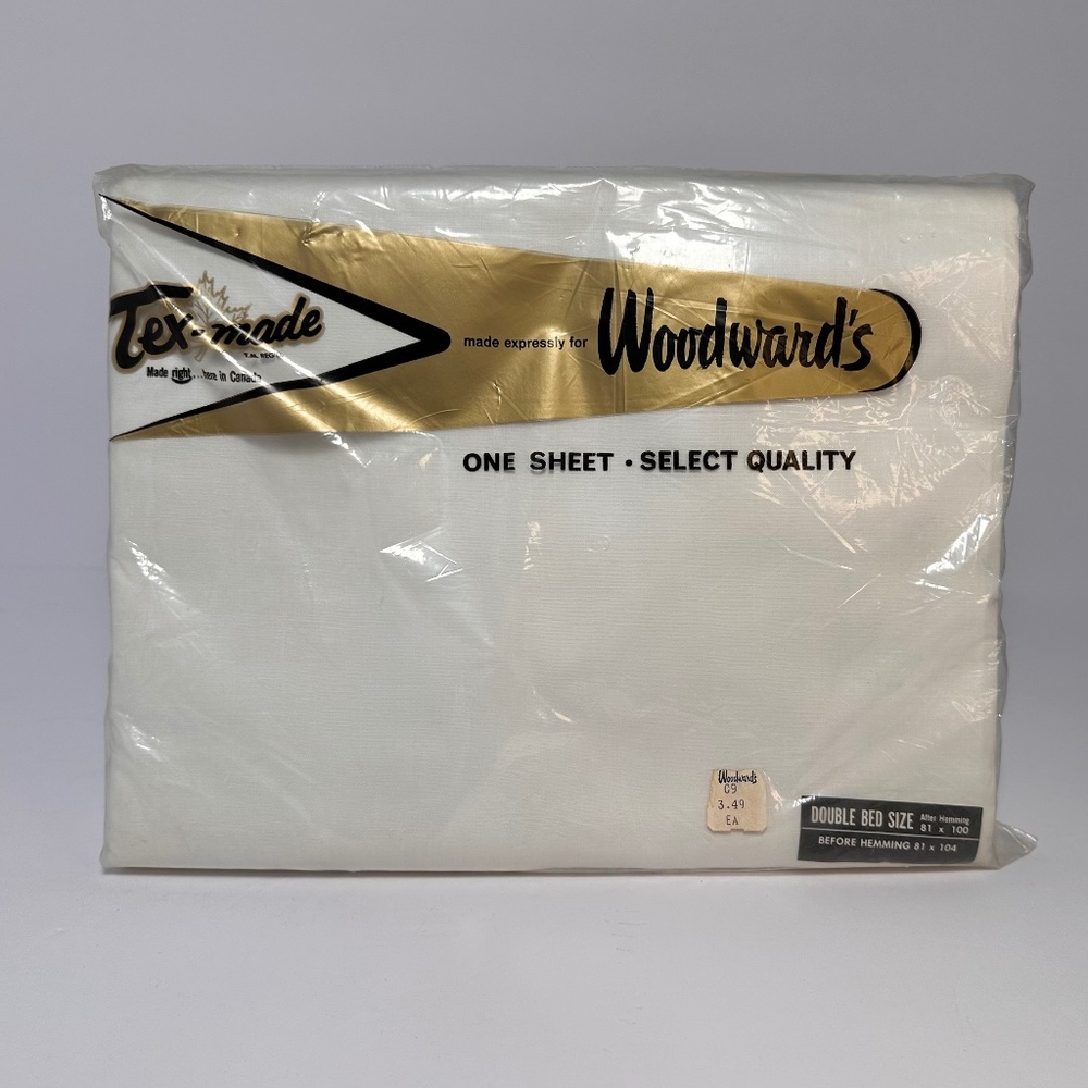 Vintage Tex-Made for Woodward’s Flat Sheet – Double Bed – New Old Stock